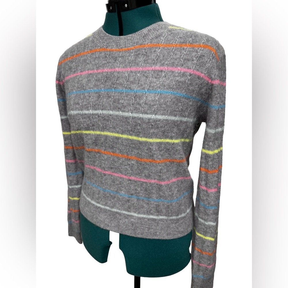 27 Miles 100% Cashmere Striped Sweater Womens M - Picture 6 of 13
